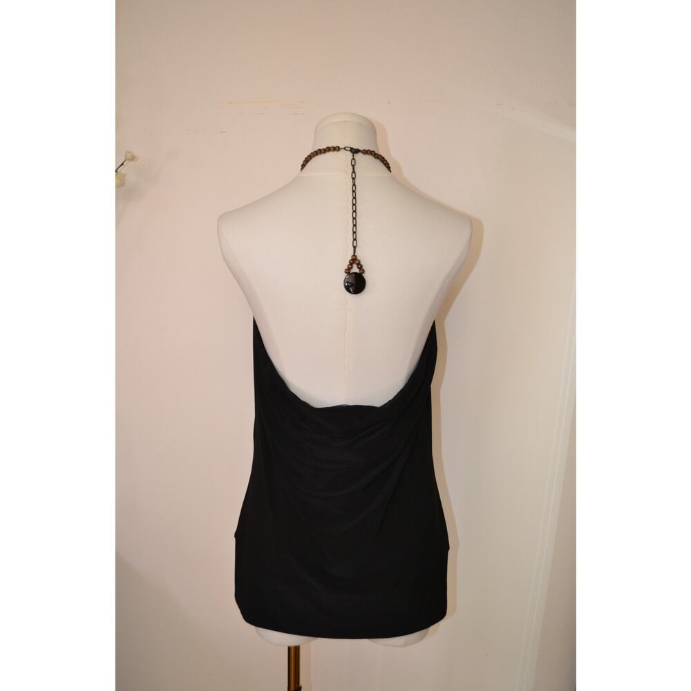 Vintage Y2K Backless Halter Going Out Top with Beaded Detailing Size Large - Picture 3 of 6